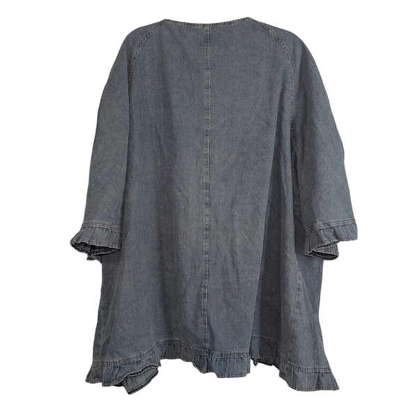 Plus Size Women's Gray Denim Jacket - Picture 3 of 4